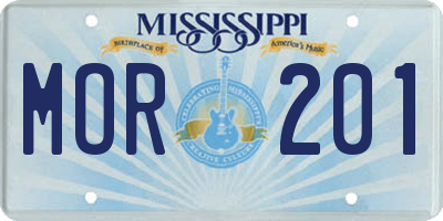 MS license plate MOR201