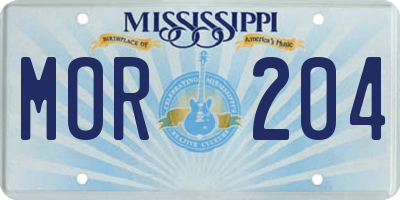 MS license plate MOR204