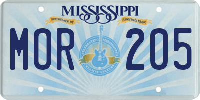 MS license plate MOR205
