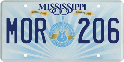 MS license plate MOR206