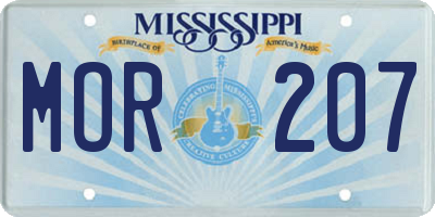 MS license plate MOR207
