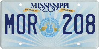 MS license plate MOR208