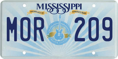 MS license plate MOR209