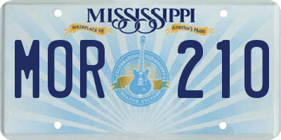 MS license plate MOR210