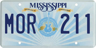 MS license plate MOR211