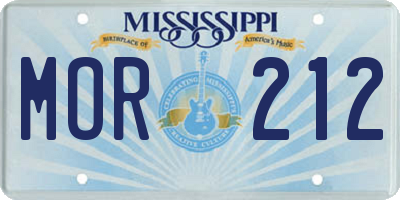 MS license plate MOR212