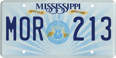 MS license plate MOR213