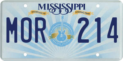 MS license plate MOR214