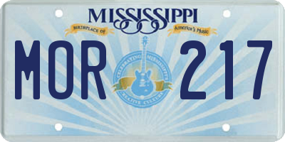 MS license plate MOR217