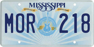 MS license plate MOR218