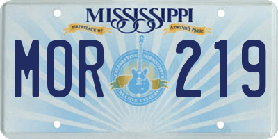 MS license plate MOR219