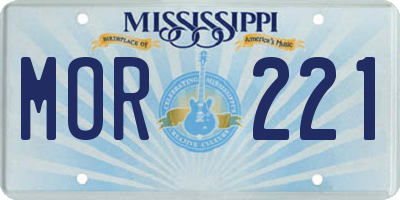 MS license plate MOR221