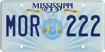 MS license plate MOR222