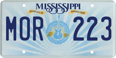 MS license plate MOR223