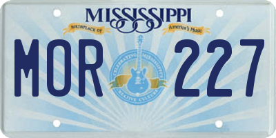 MS license plate MOR227