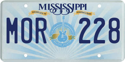 MS license plate MOR228
