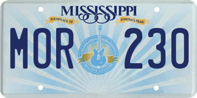 MS license plate MOR230