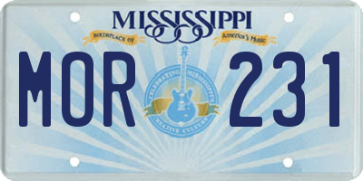 MS license plate MOR231