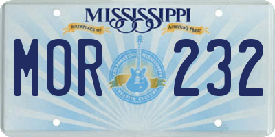 MS license plate MOR232