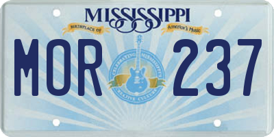 MS license plate MOR237