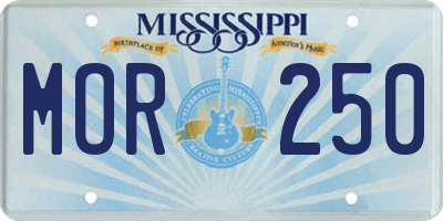 MS license plate MOR250
