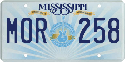 MS license plate MOR258