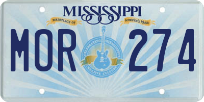 MS license plate MOR274