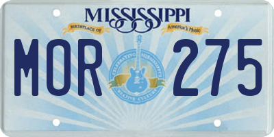 MS license plate MOR275