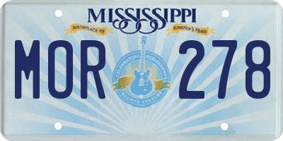 MS license plate MOR278