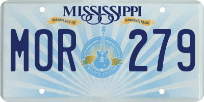 MS license plate MOR279