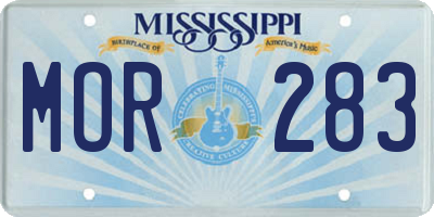 MS license plate MOR283
