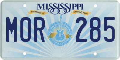 MS license plate MOR285