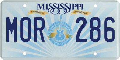 MS license plate MOR286