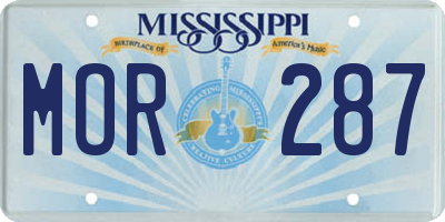 MS license plate MOR287