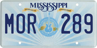 MS license plate MOR289