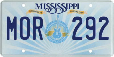 MS license plate MOR292