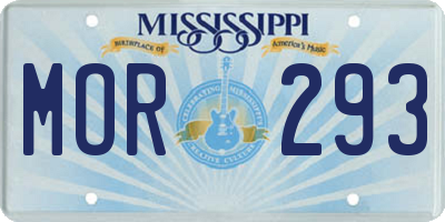 MS license plate MOR293