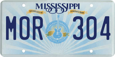 MS license plate MOR304