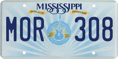 MS license plate MOR308