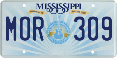 MS license plate MOR309