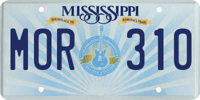 MS license plate MOR310