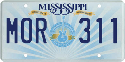 MS license plate MOR311