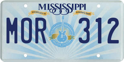 MS license plate MOR312