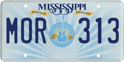MS license plate MOR313