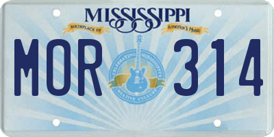 MS license plate MOR314