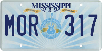 MS license plate MOR317