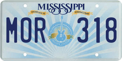 MS license plate MOR318