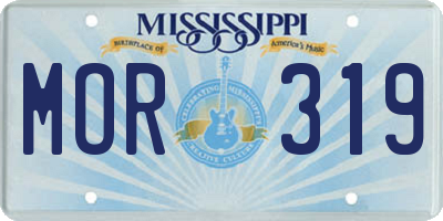 MS license plate MOR319