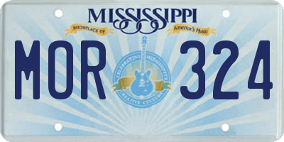 MS license plate MOR324