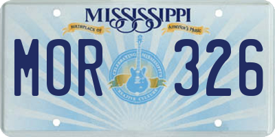 MS license plate MOR326